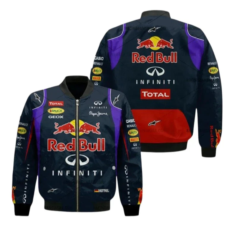 2013 Sebastian Vettel Formula One Red Bull Vintage Bomber Jacket
