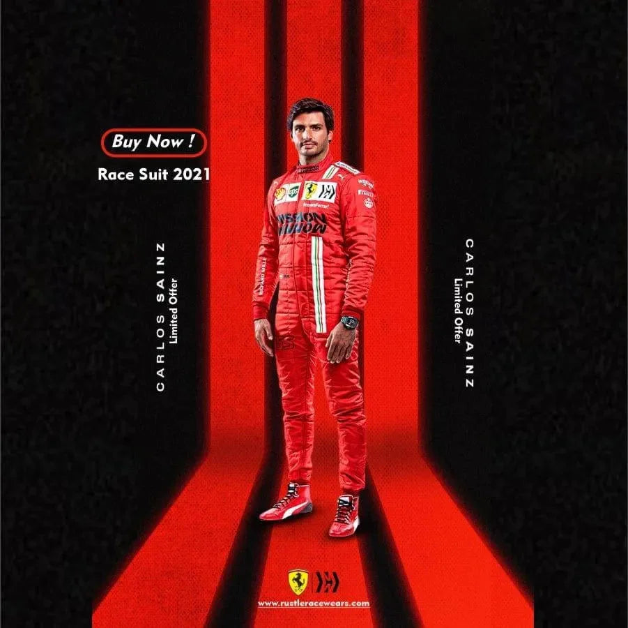 2021 Carlos Sainz Race Misson Winnow Scuderia Ferrari F1 Suit - F1 Vintage Racewear