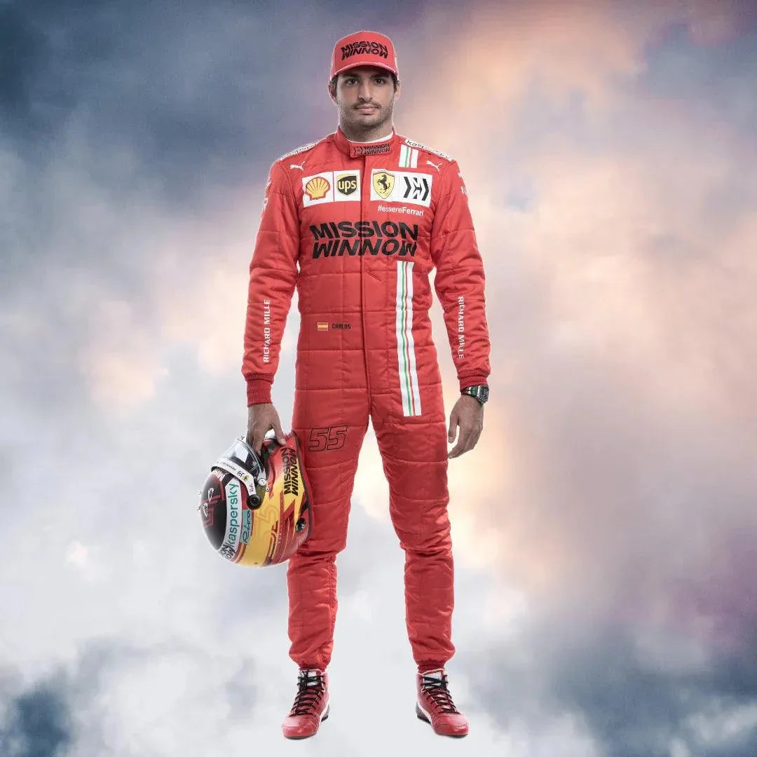 2021 Carlos Sainz Race Misson Winnow Scuderia Ferrari F1 Suit - F1 Vintage Racewear