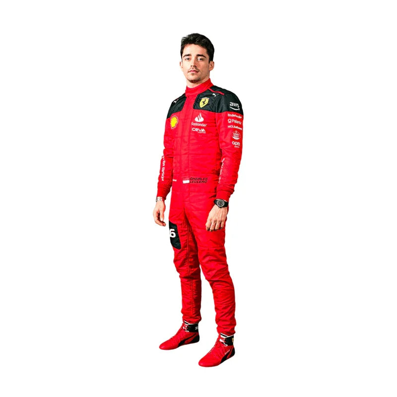 2023 Charles Leclerc Ferrari F1 Embroidered Racing Suit - F1 Vintage Racewear