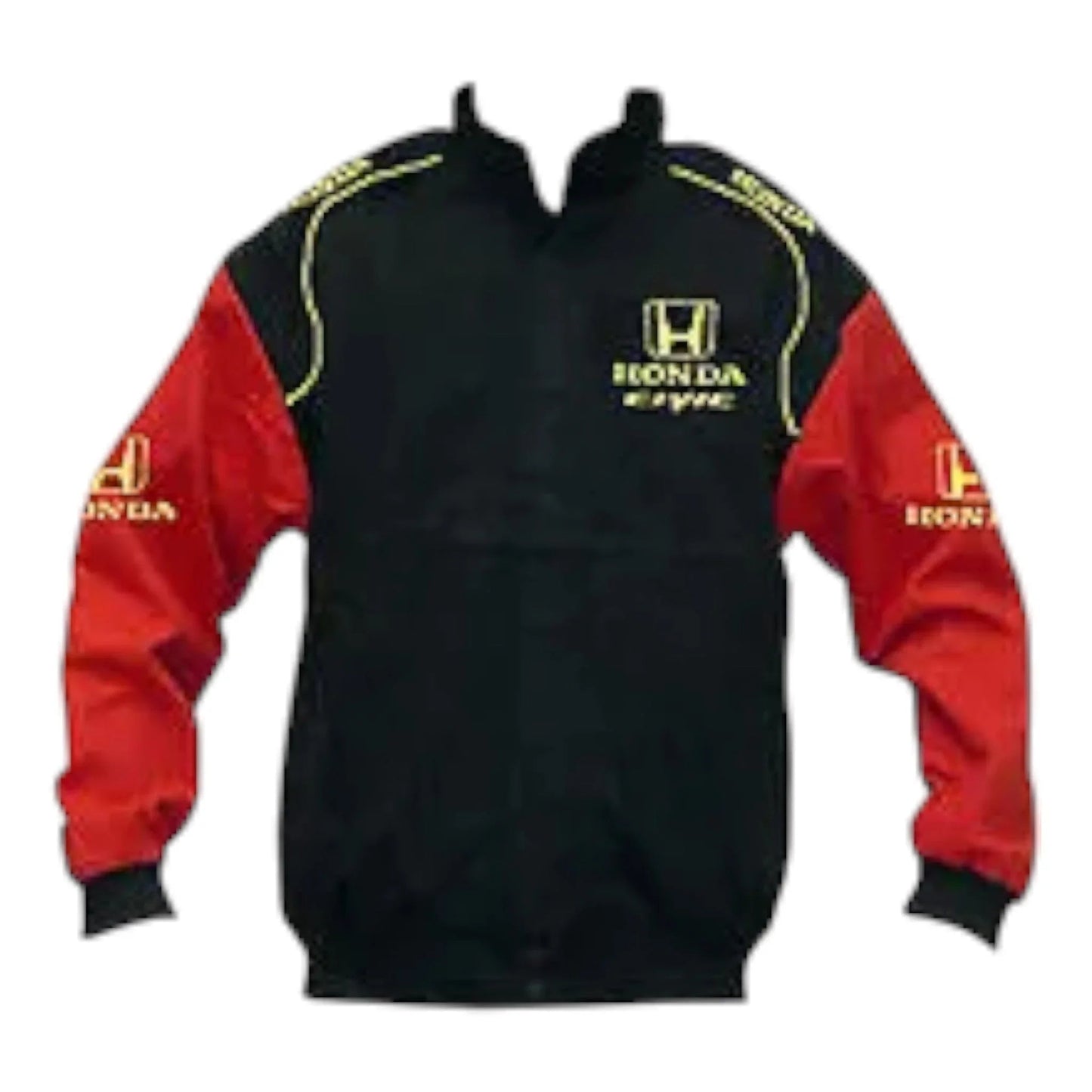 Honda Civic Racing Jacket Black and Red with Yellow Embroidery - F1 Vintage Racewear