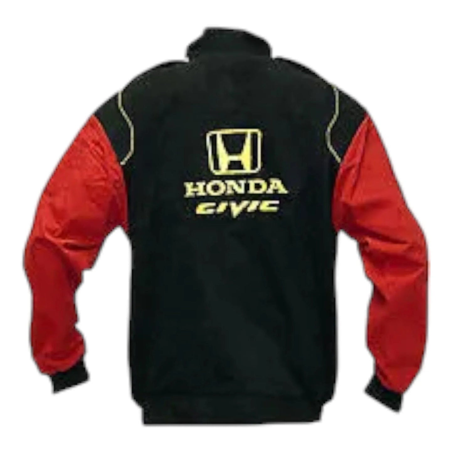 Honda Civic Racing Jacket Black and Red with Yellow Embroidery - F1 Vintage Racewear