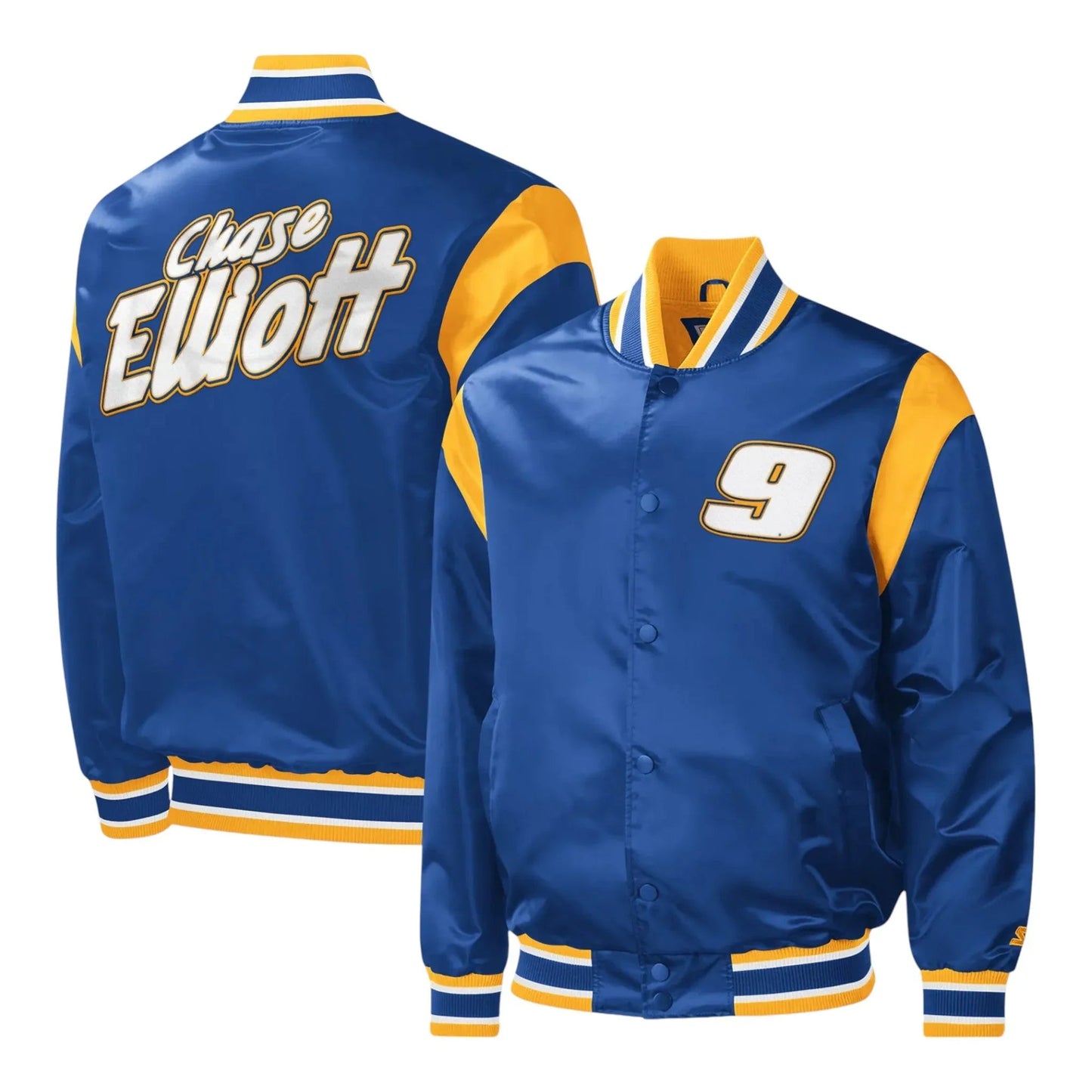 Men's Chase Elliott Starter Royal Force Play Full-Snap Varsity Jacket