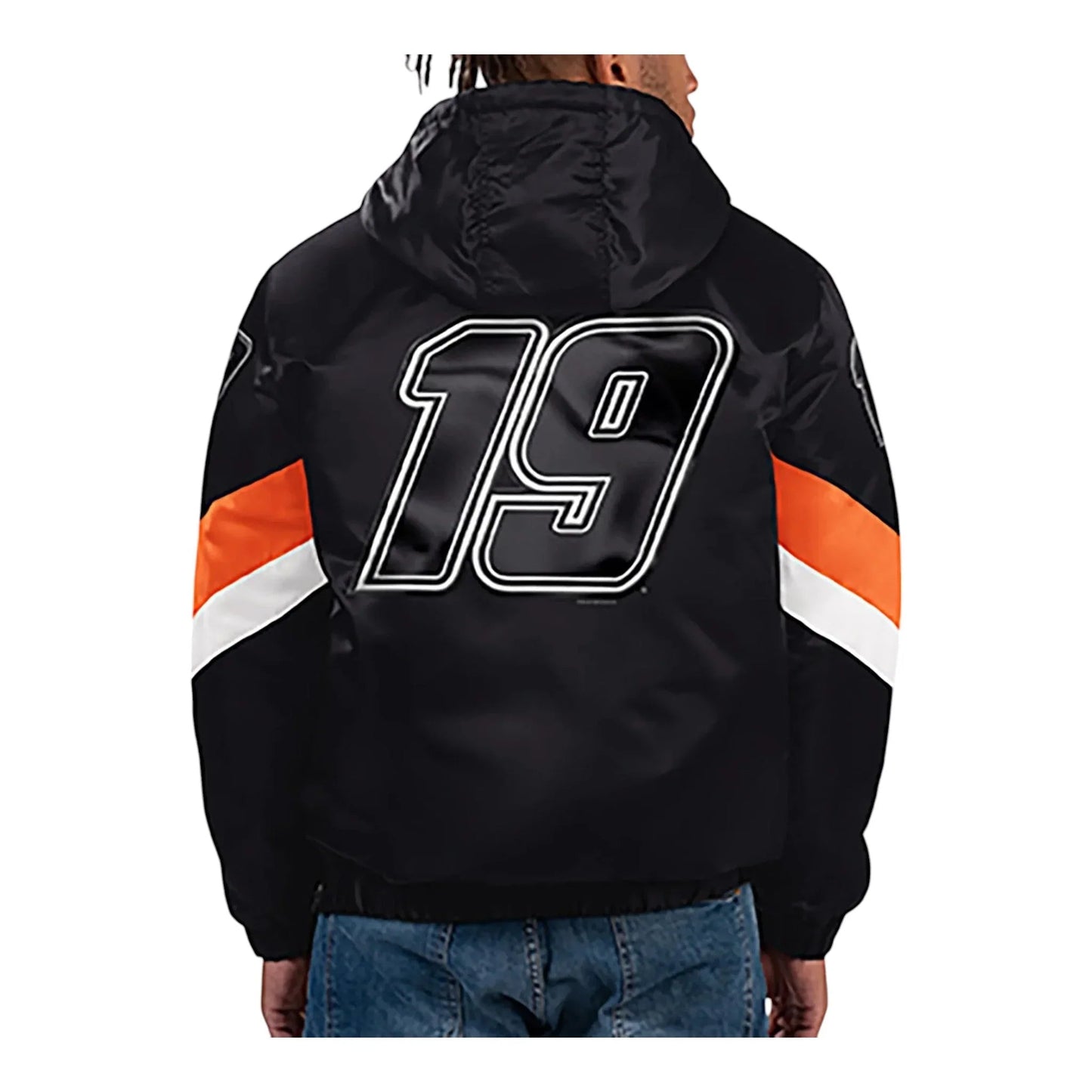 Men's Martin Truex Jr Starter Black Home Team Satin Half-Zip Hoodie Jacket