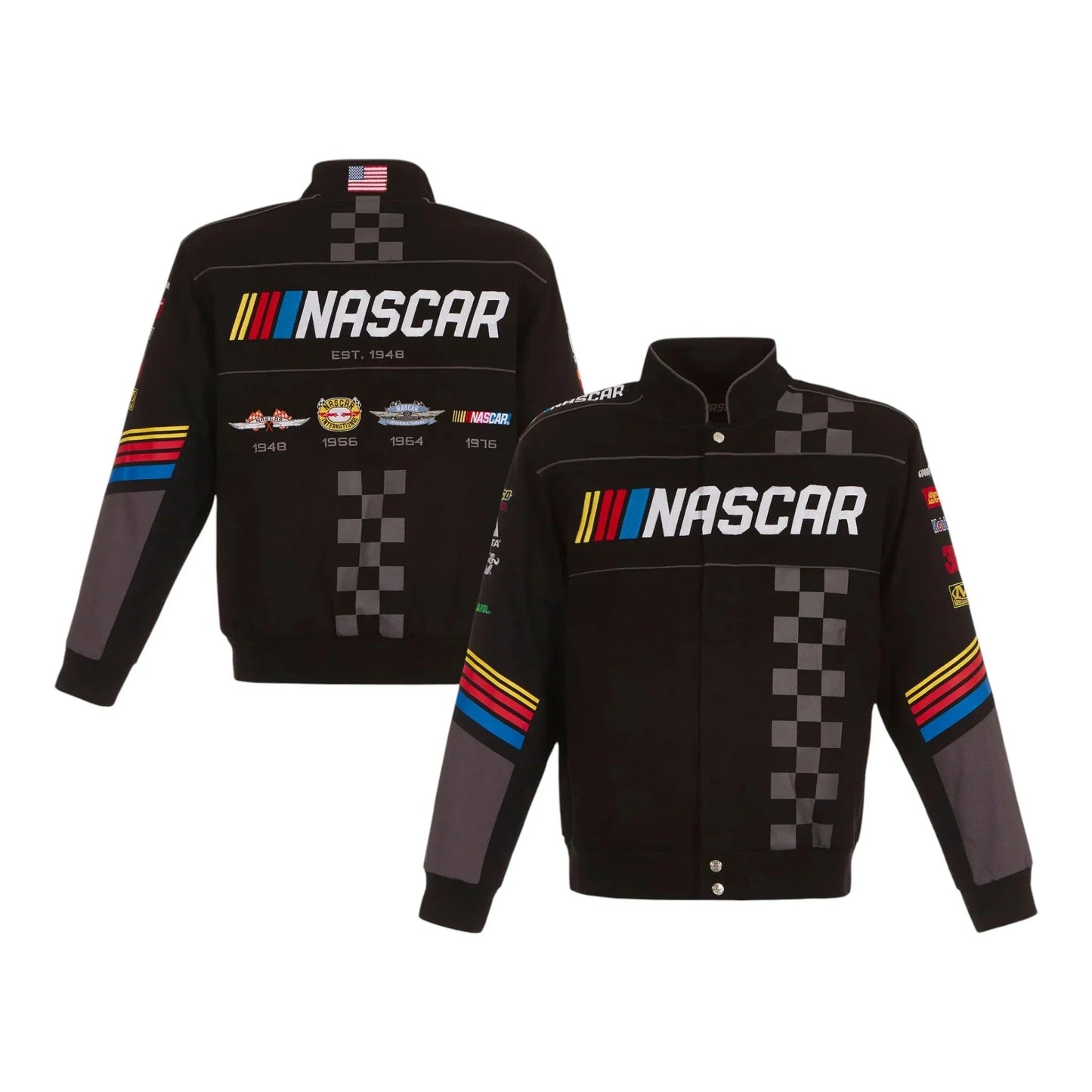 Men's NASCAR JH Design Black Twill Logo Uniform Full-Snap Jacket
