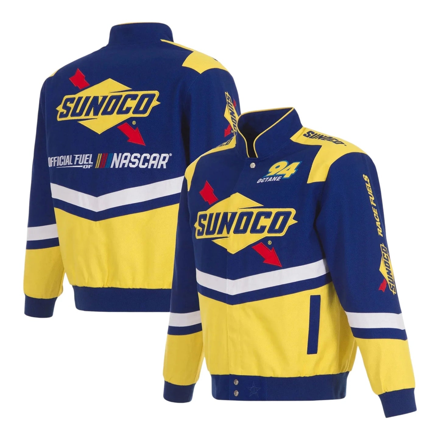 Men's NASCAR JH Design Royal/Yellow Sunoco Full-Snap Twill Uniform Jacket