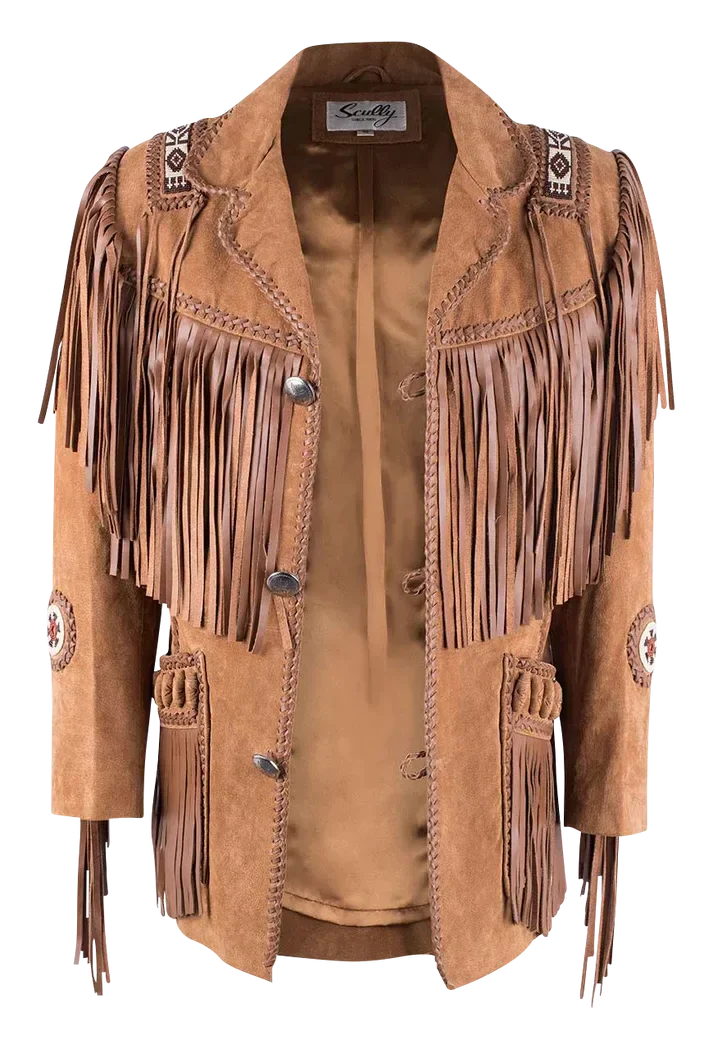 Scully Bead Trimmed Boar Suede Coat - Brown