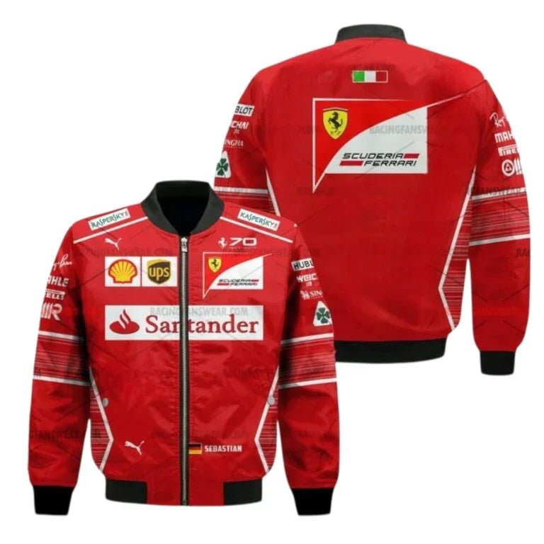 Sebastian Vettel Formula One Racing 2017 Scuderia Ferrari Vintage Bomber Jacket