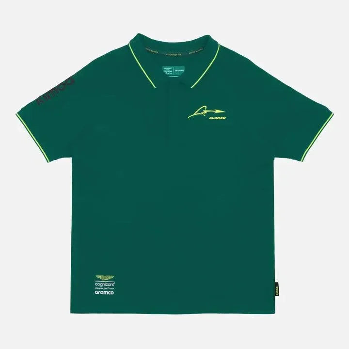 Aston Martin Cognizant F1 Kimoa Fernando Alonso Men's Lifestyle Polo-Shirt - Green - F1 Vintage Racewear