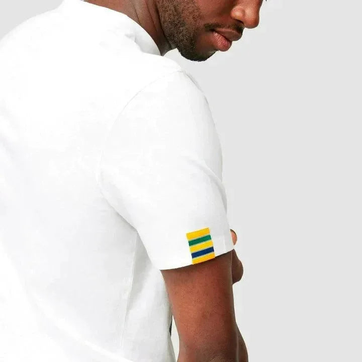 Ayrton Senna Men's Fanwear Graphic T-Shirt- White - F1 Vintage Racewear