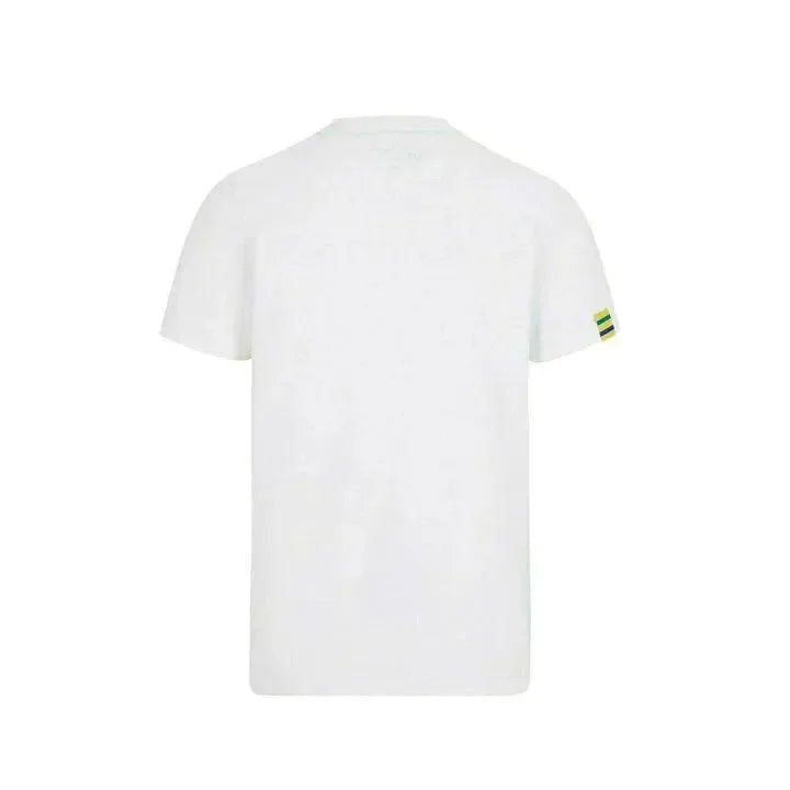 Ayrton Senna Men's Fanwear Graphic T-Shirt- White - F1 Vintage Racewear