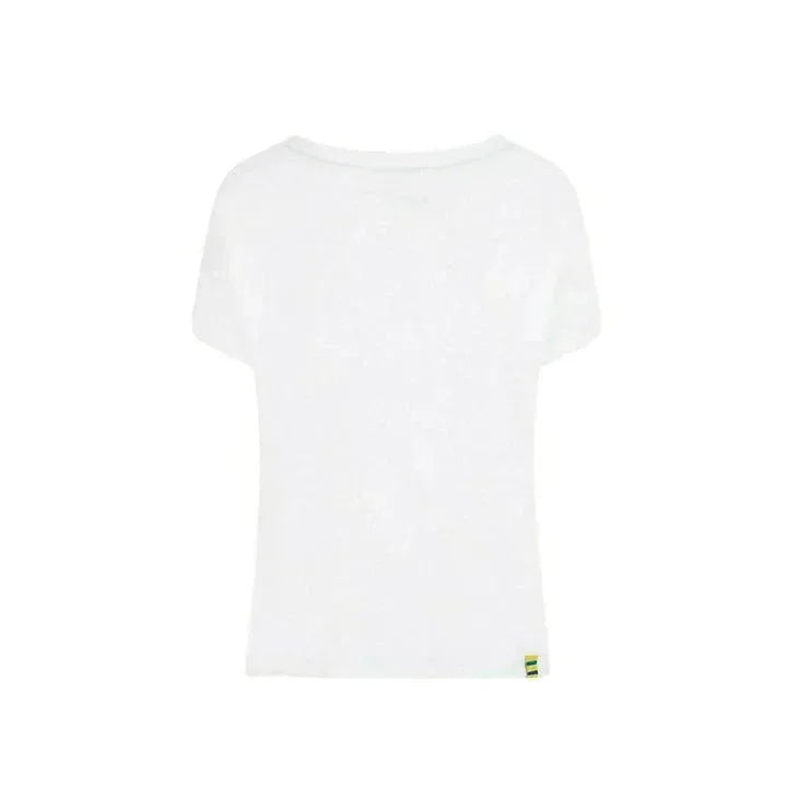 Ayrton Senna Women's Fanwear Flag T-Shirt- White - F1 Vintage Racewear
