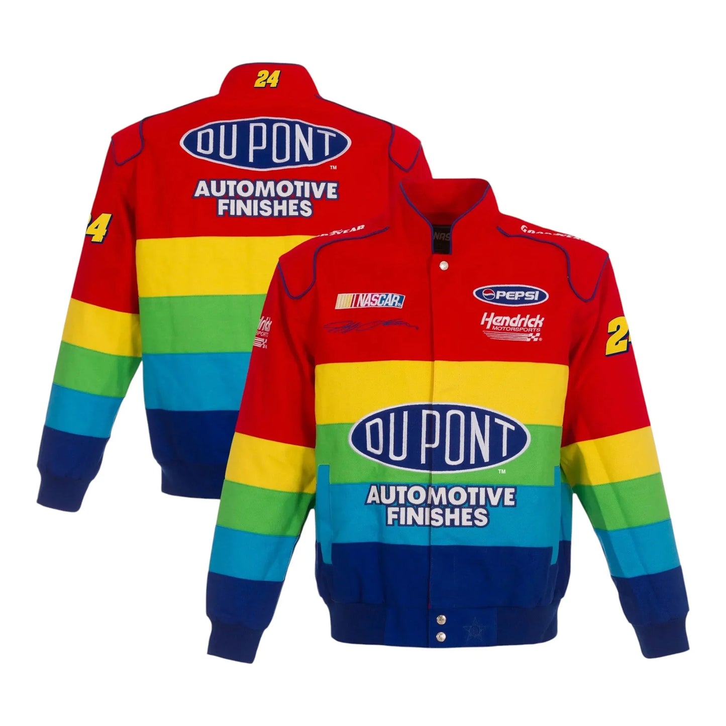 Men's Jeff Gordon JH Design Red/Blue Twill Uniform Full-Snap Jacket - F1 Vintage Racewear