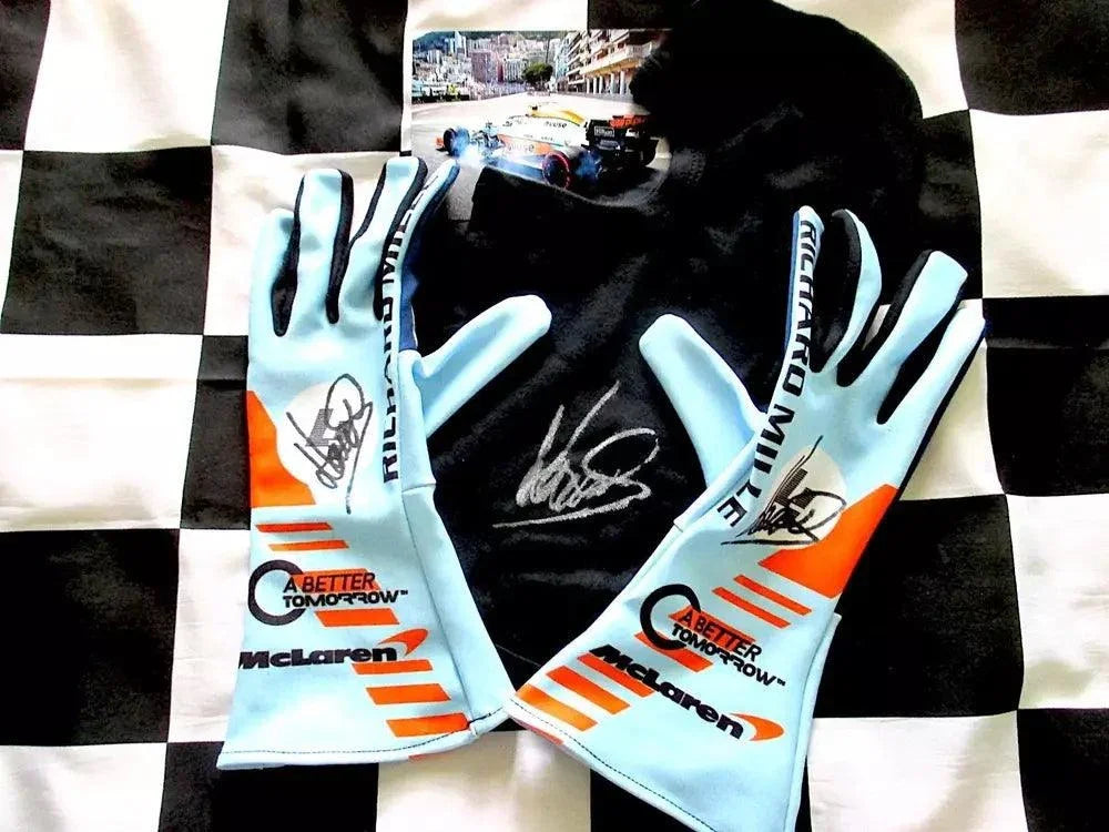 Lando Norris McLaren Race Special Edition Gulf Racing Gloves - F1 Vintage Racewear