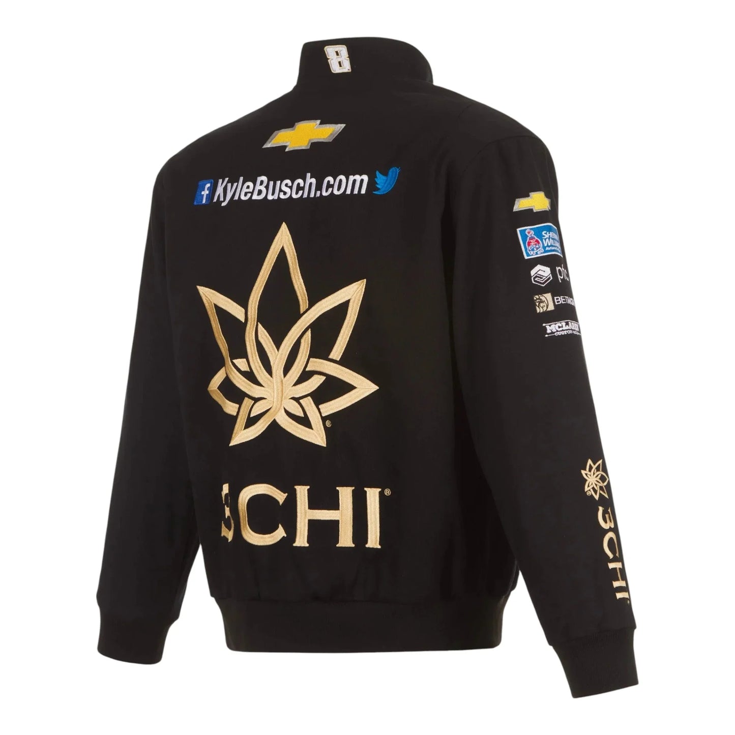 Men's Kyle Busch JH Design Black 3Chi Twill Uniform Full-Snap Jacket - F1 Vintage Racewear