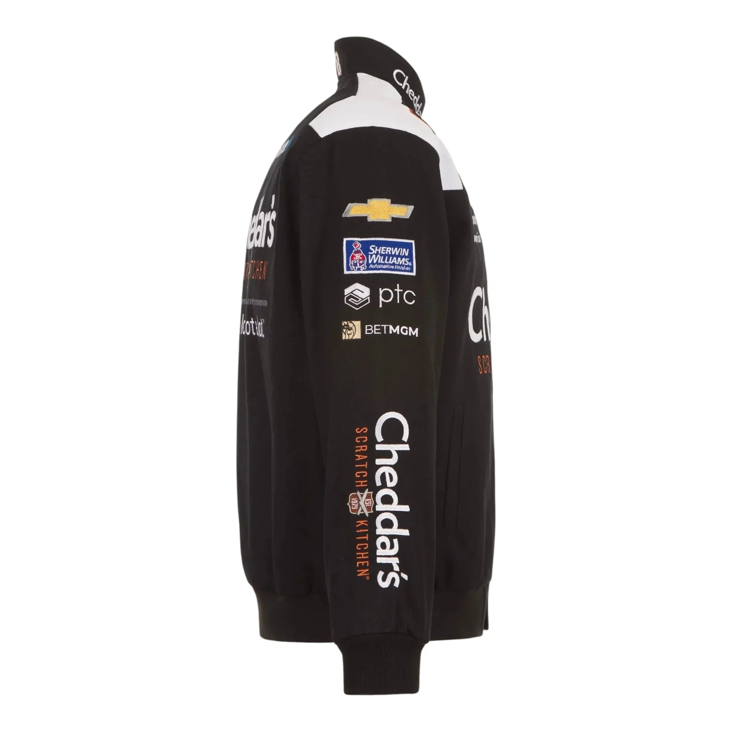 Men's Kyle Busch JH Design Black Cheddar's Twill Uniform Full-Snap Jacket - F1 Vintage Racewear