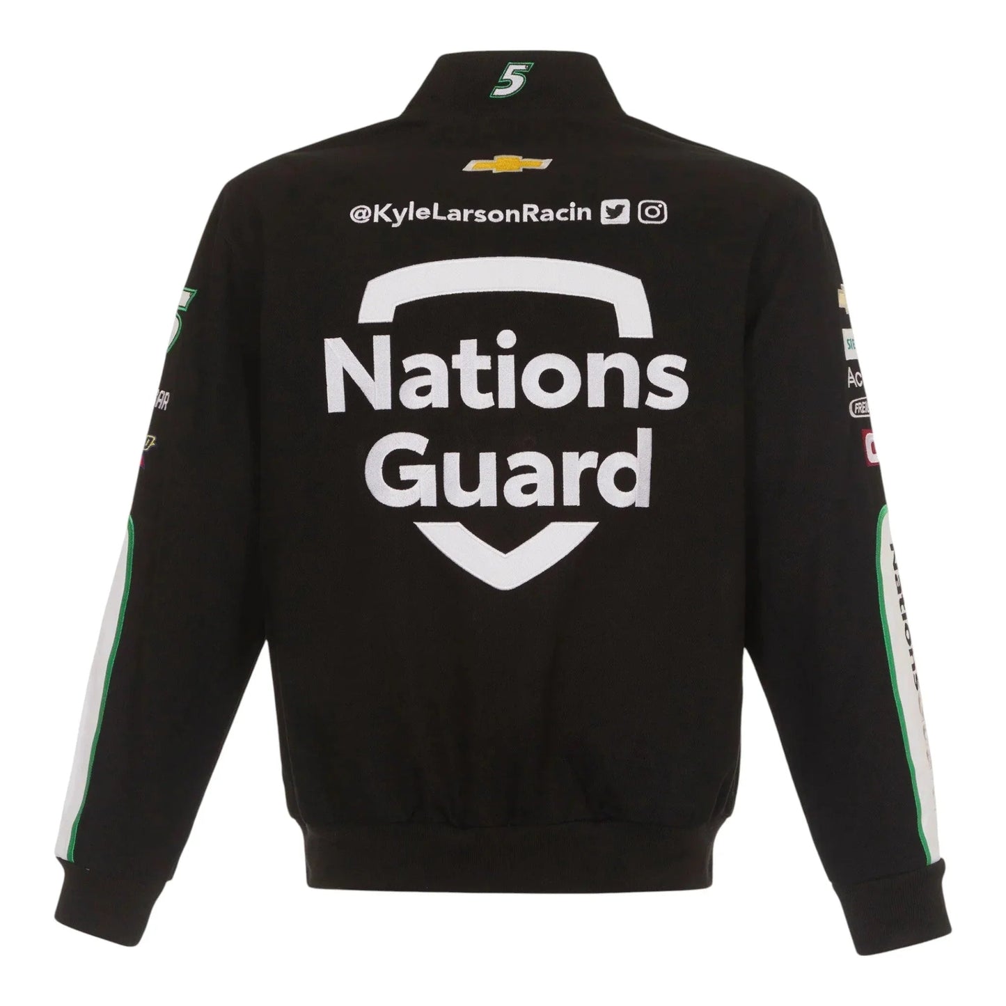 Men's Kyle Larson JH Design Black Nations Guard Twill Uniform Full-Snap Jacket - F1 Vintage Racewear
