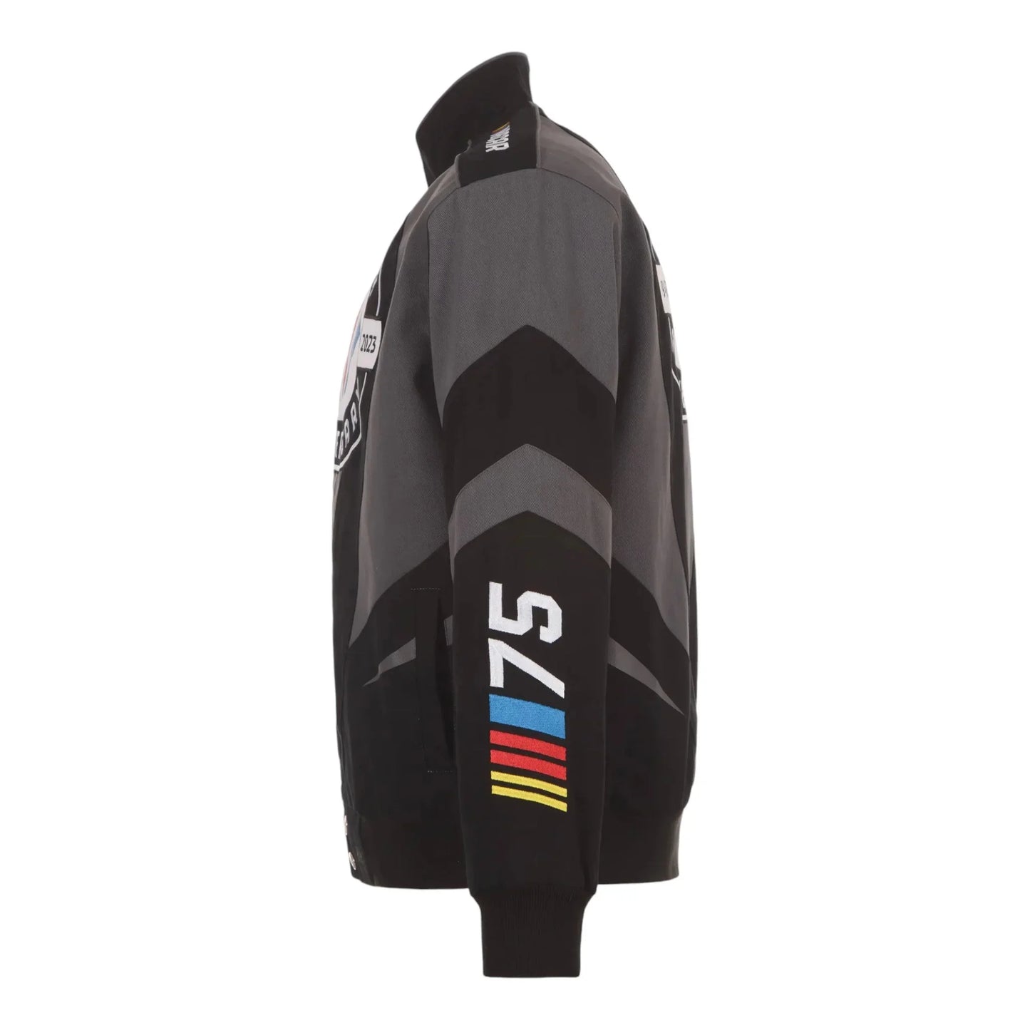 Men's JH Design Black NASCAR 75th Anniversary Twill Uniform Full-Snap Jacket - F1 Vintage Racewear