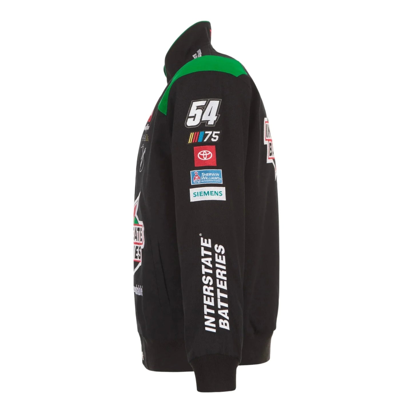 Men's Ty Gibbs JH Design Black Interstate Batteries Twill Uniform Full-Snap Jacket - F1 Vintage Racewear