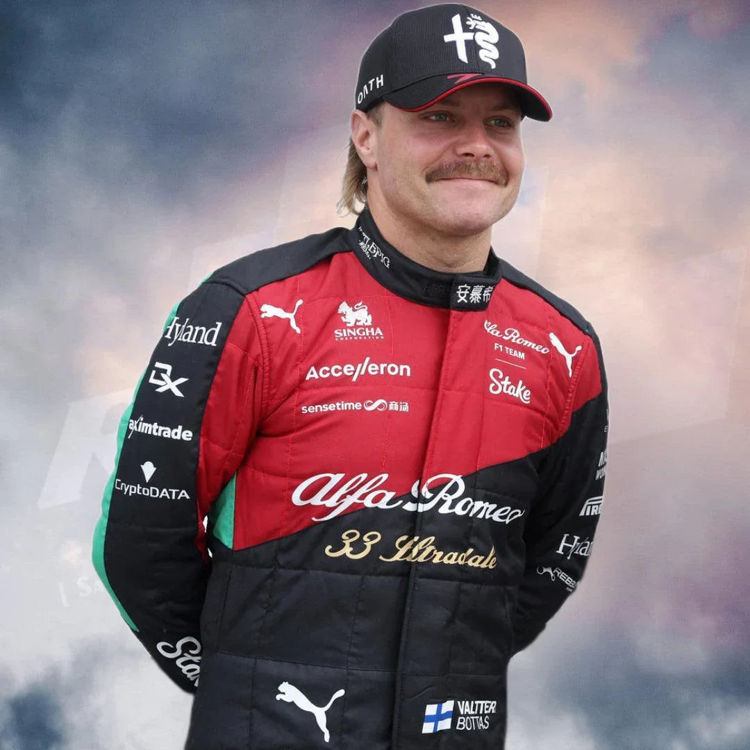 NEW VALTTERI BOTTAS 2023 ALFA ROMEO F1 TEAM STAKE RACE SUIT - ITALIAN GP - F1 Vintage Racewear