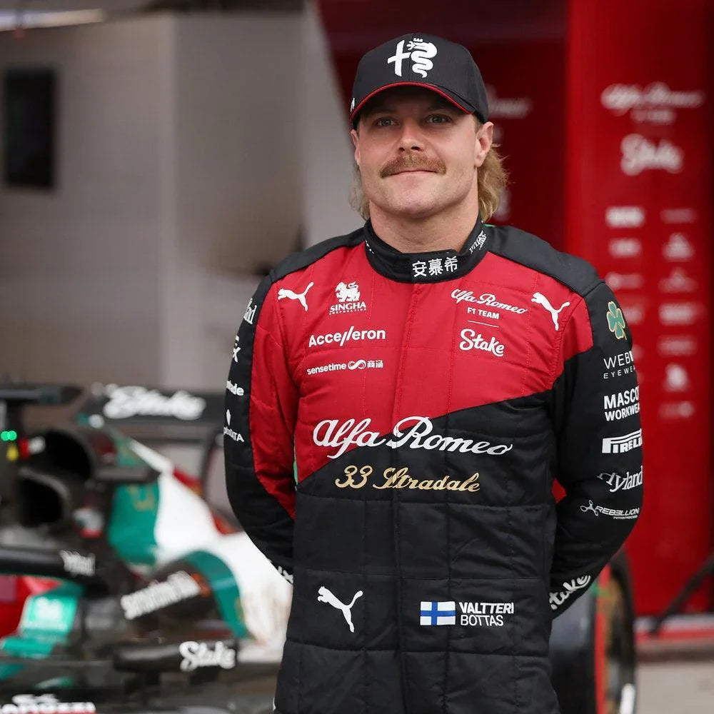 NEW VALTTERI BOTTAS 2023 ALFA ROMEO F1 TEAM STAKE RACE SUIT - ITALIAN GP - F1 Vintage Racewear