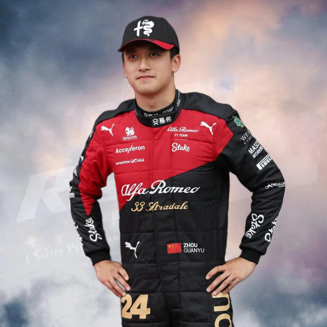NEW ZHOU GUANYU 2023 ALFA ROMEO F1 TEAM STAKE RACE SUIT - ITALIAN GP - F1 Vintage Racewear