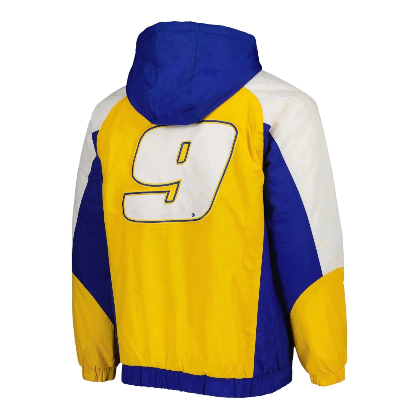 Men's Chase Elliott Starter Royal/Yellow The Body Check Half-Snap Pullover Jacket - F1 Vintage Racewear
