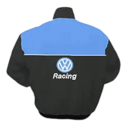 VW Volkswagen Racing Jacket Black and Light Blue - F1 Vintage Racewear