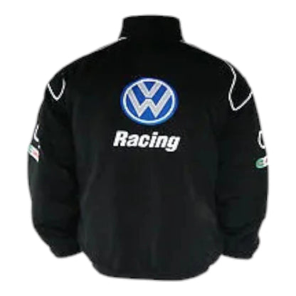 VW Volkswagen Racing Jacket Black with Blue Embroidery - F1 Vintage Racewear