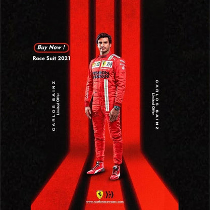 2021 Carlos Sainz Race Misson Winnow Scuderia Ferrari F1 Suit - F1 Vintage Racewear