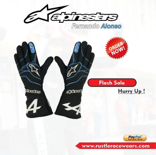 2021 Fernando Alonso F1 Racing Gloves Alpinestars - F1 Vintage Racewear