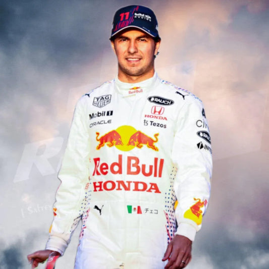 2021 Sergio Perez Redbull unveil special Turkish GP Race Suit - F1 Vintage Racewear