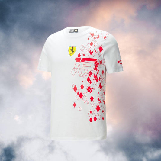 2023 Ferrari F1 Mens Leclerc Monaco T-Shirt white - F1 Vintage Racewear