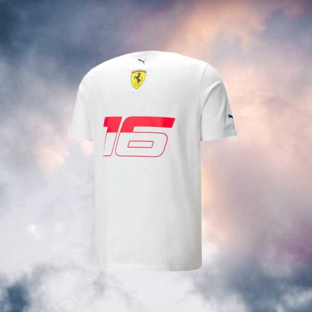 2023 Ferrari F1 Mens Leclerc Monaco T-Shirt white - F1 Vintage Racewear