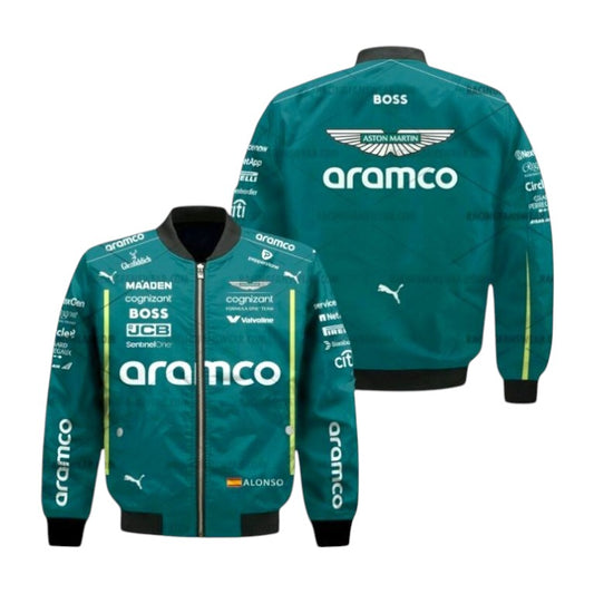 2025 Fernando Alonso Formula One Bomber Jacket – Aston Martin F1 Edition