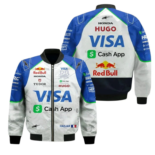 2025 Isack Hadjar Visa Cash App Formula One Bomber Jacket - F1 Vintage Racewear