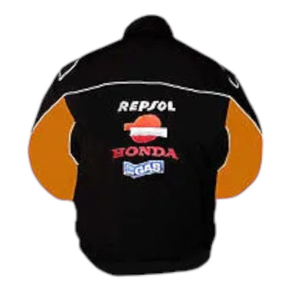Honda Repsol Racing Jacket Black with Orange - F1 Vintage Racewear