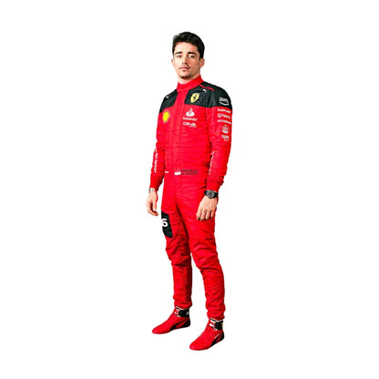 2023 Charles Leclerc Ferrari F1 Embroidered Racing Suit - F1 Vintage Racewear