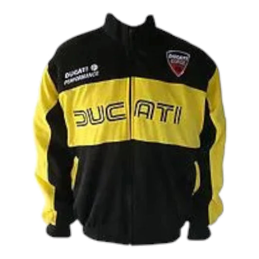 Ducati Motorcycle Jacket Coat Black & Yellow - F1 Vintage Racewear