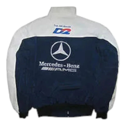 Mercedes Benz AMG Racing Jacket, White & Dark Blue - F1 Vintage Racewear