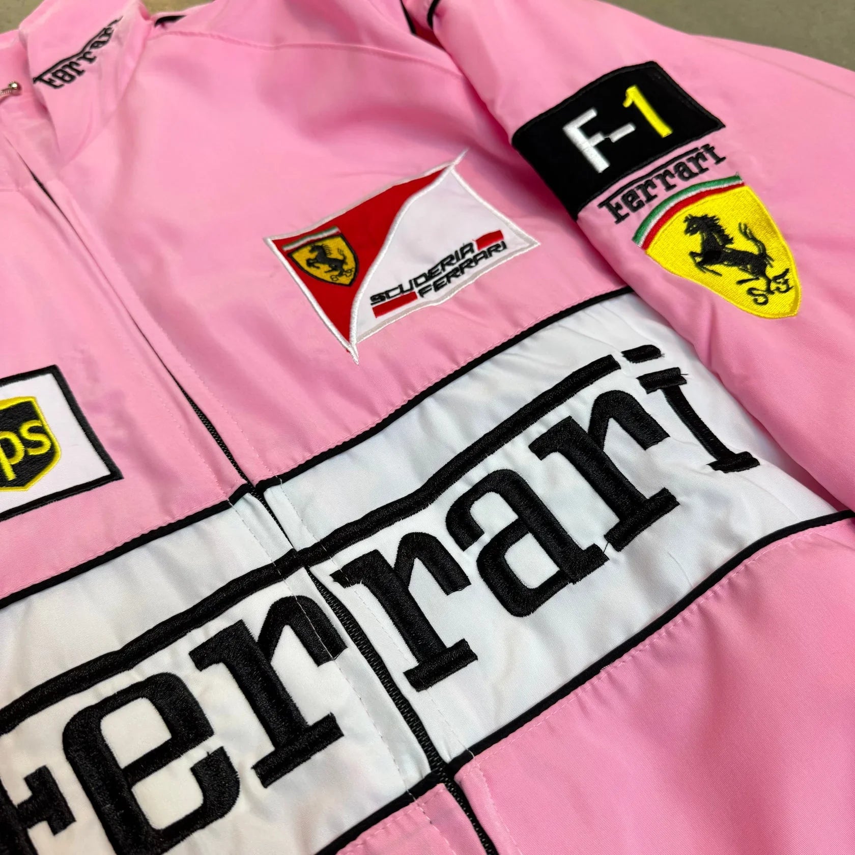 Vintage Pink Ferrari F1 Racing Jacket - F1 Vintage Racewear