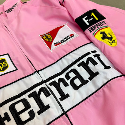 Vintage Pink Ferrari F1 Racing Jacket - F1 Vintage Racewear