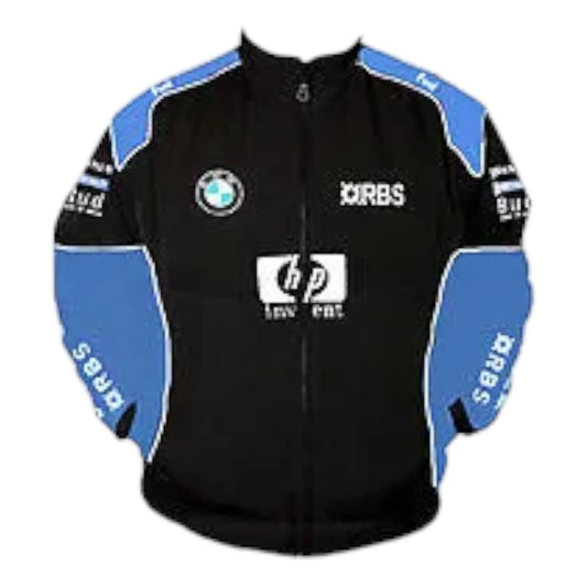 BMW RBS HP Racing Jacket Black and Royal Blue - F1 Vintage Racewear
