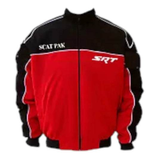 Dodge Challenger SCAT Racing Jacket Black and Red with White piping - F1 Vintage Racewear