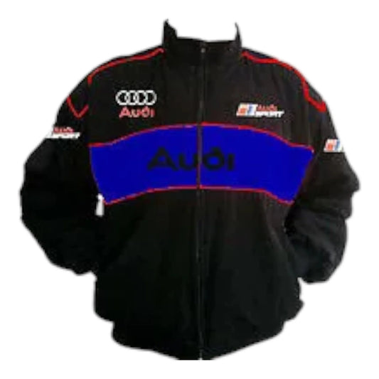 Audi Sport Racing Jacket Black and Royal Blue - F1 Vintage Racewear