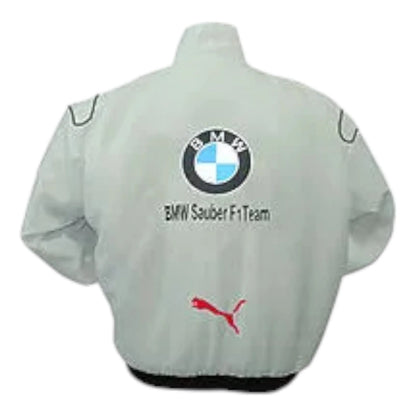 BMW F1 Sauber Team Racing Jacket White and Royal Blue - F1 Vintage Racewear