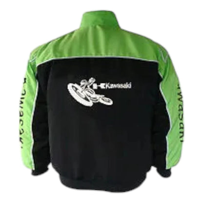 Kawasaki Motorcycle Jacket Light Green and Black - F1 Vintage Racewear