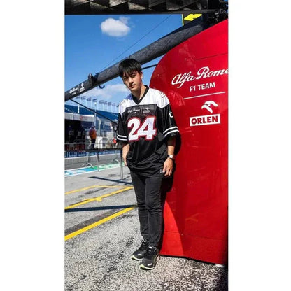 Alfa Romeo Racing F1 Special Edition USA Austin GP Zhou Guanyu #24 Football Jersey