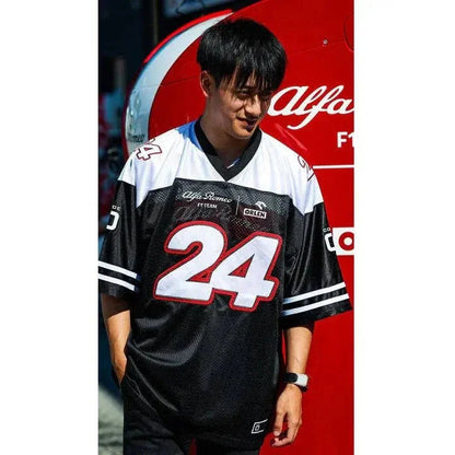 Alfa Romeo Racing F1 Special Edition USA Austin GP Zhou Guanyu #24 Football Jersey