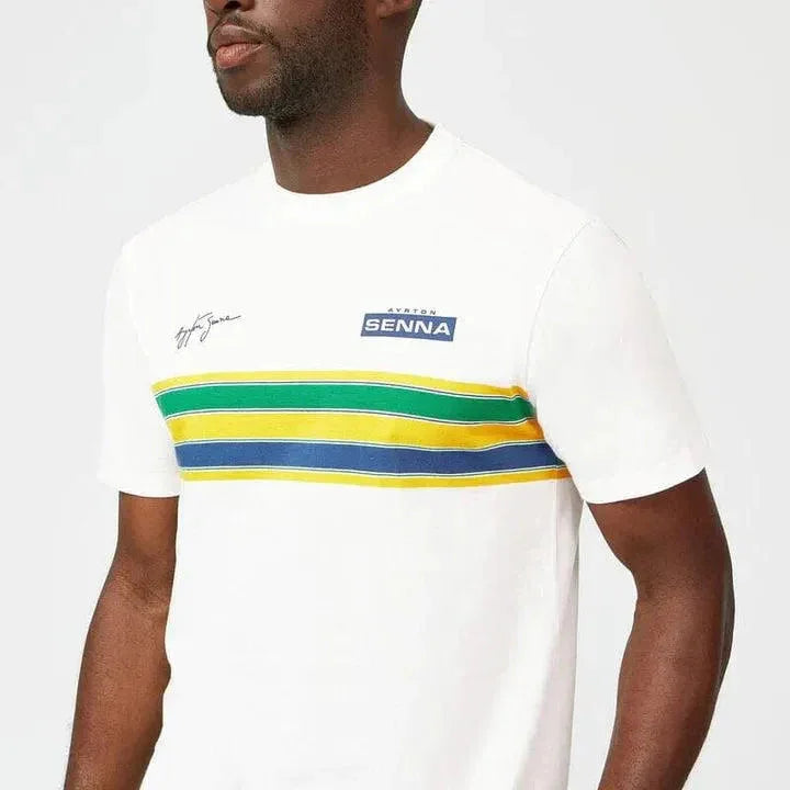 Ayrton Senna Men's Helmet Striped T-Shirt